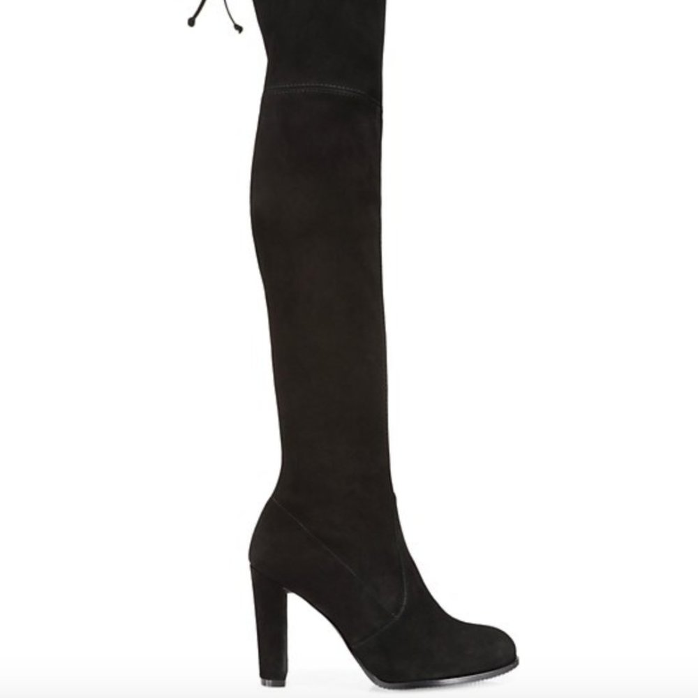 Black Stuart Weitzman Highland Over-The-Knee Suede Boots Size 7.5